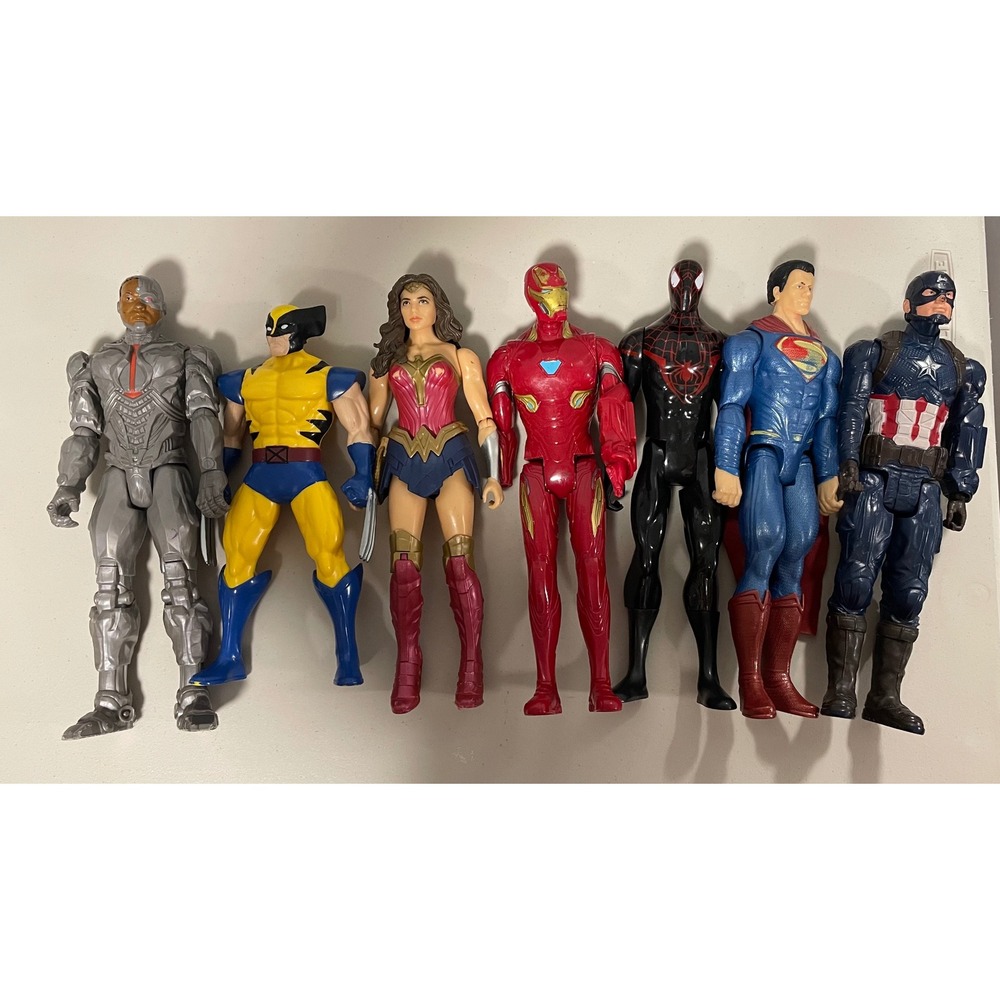 Marvel DC Superhero Action Figure Lot Of 7. Definitely Well Loved and Used.